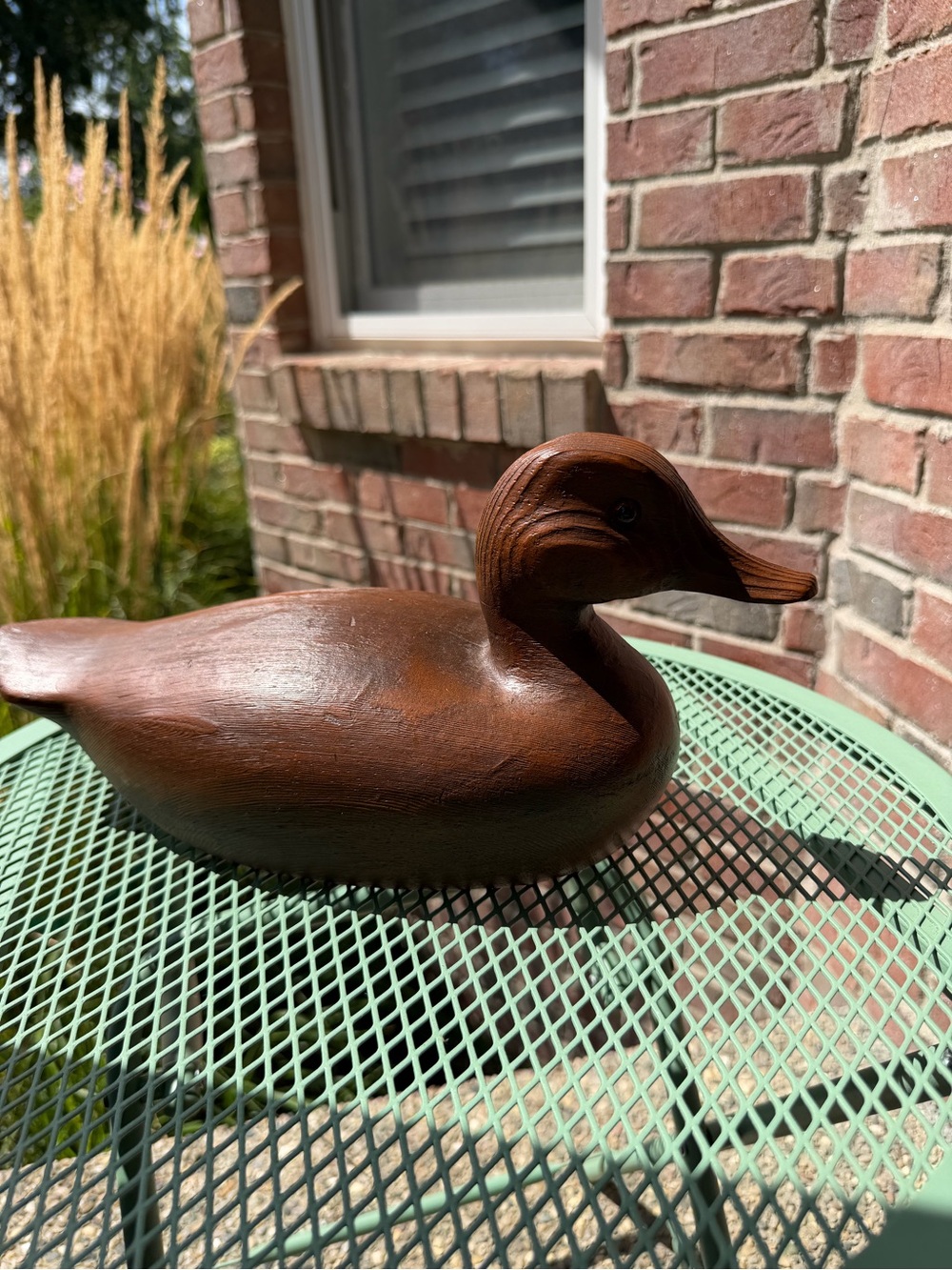 Vintage Wood Carved Brown Duck Decoy